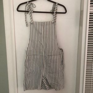Madewell striped overall shorts medium